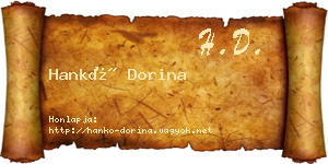 Hankó Dorina névjegykártya